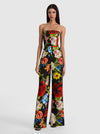 BEATRIZ STRAPLESS WIDE LEG JUMPSUIT-ENDLESS BLOSSOM LG BLACK-ALICE + OLIVIA