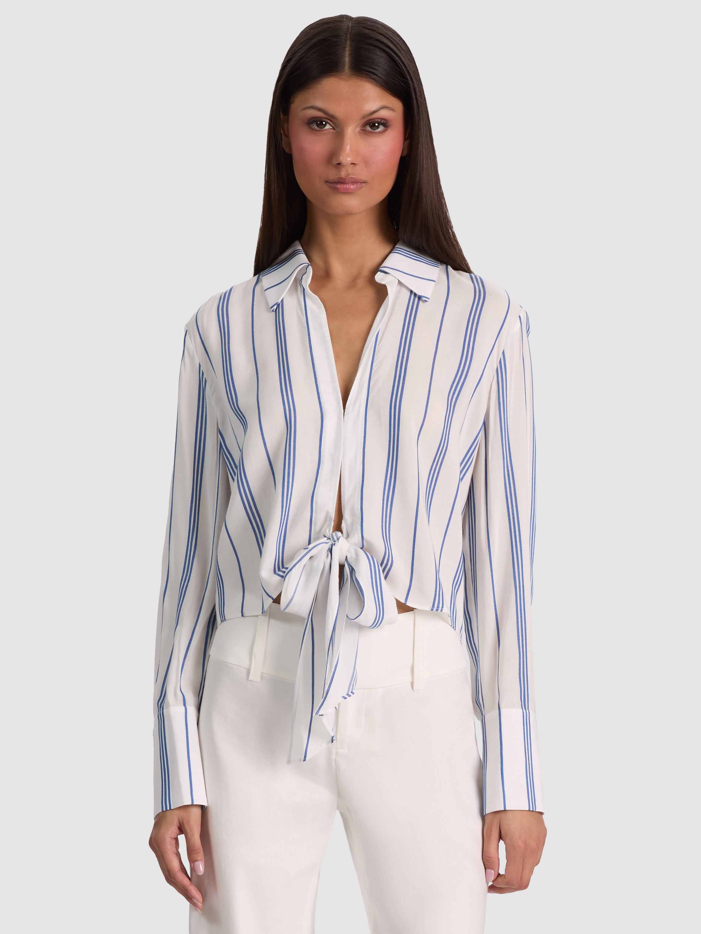 HANNON TIE FT BTN DWN-OFF WHITE/BLUE IRIS-ALICE + OLIVIA
