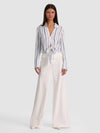 HANNON TIE FRONT BLOUSE-OFF WHITE/BLUE IRIS-ALICE + OLIVIA