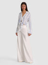 HANNON TIE FRONT BLOUSE-OFF WHITE/BLUE IRIS-ALICE + OLIVIA