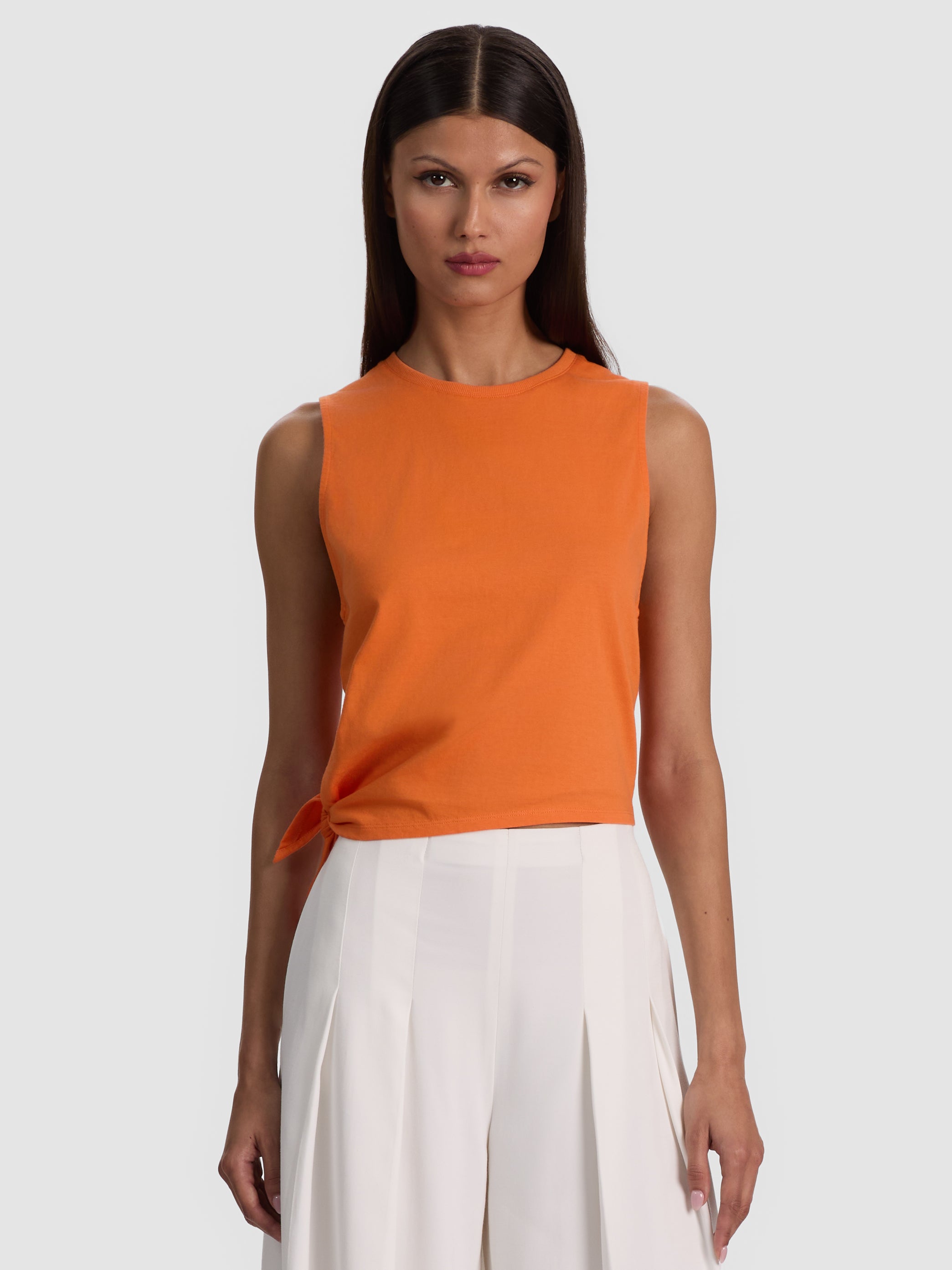 JOHNNIE SIDE TIE TANK-ORANGE PEEL-ALICE + OLIVIA