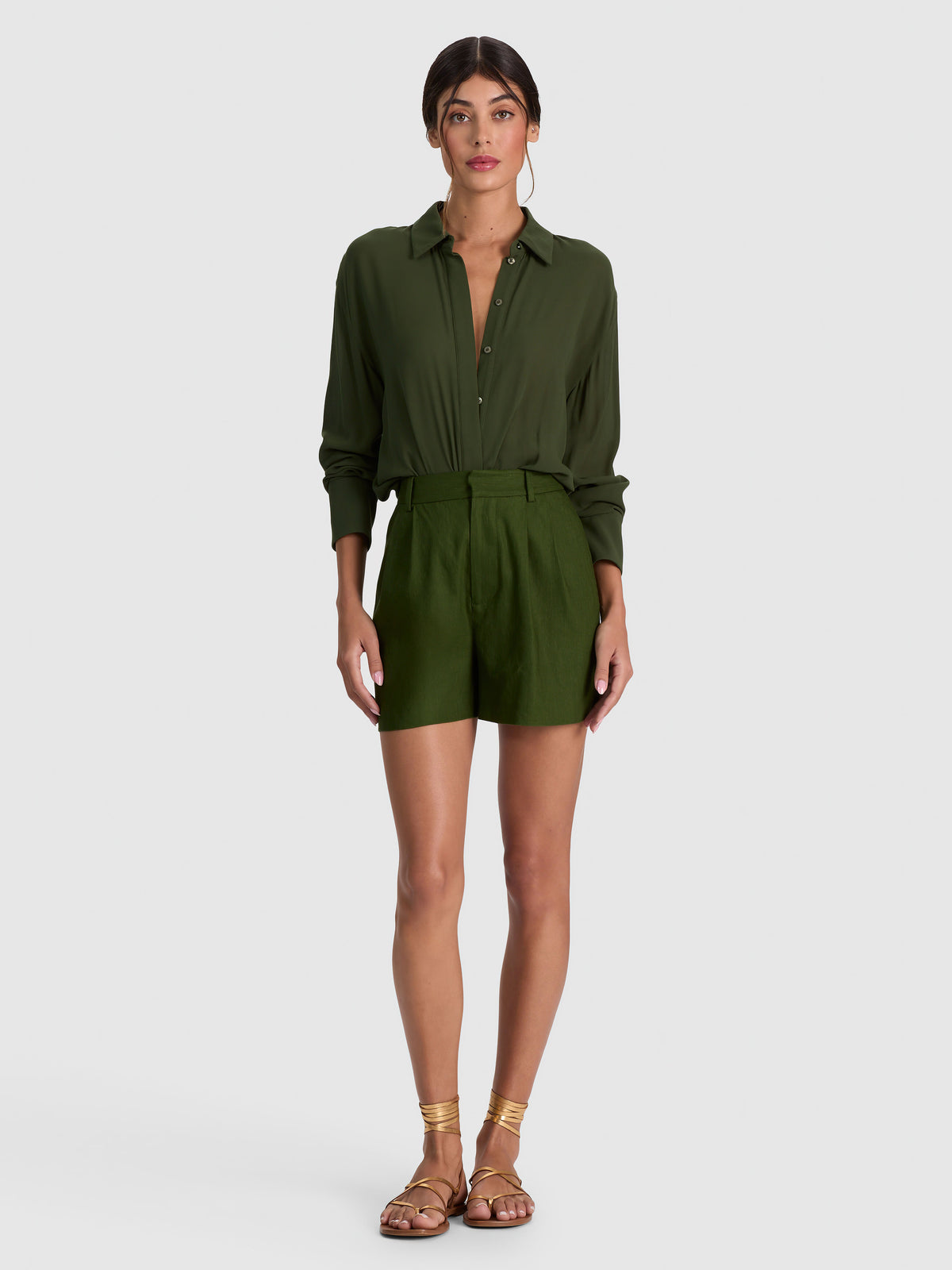 CONRY PLEATED SHORT - DARK FERN