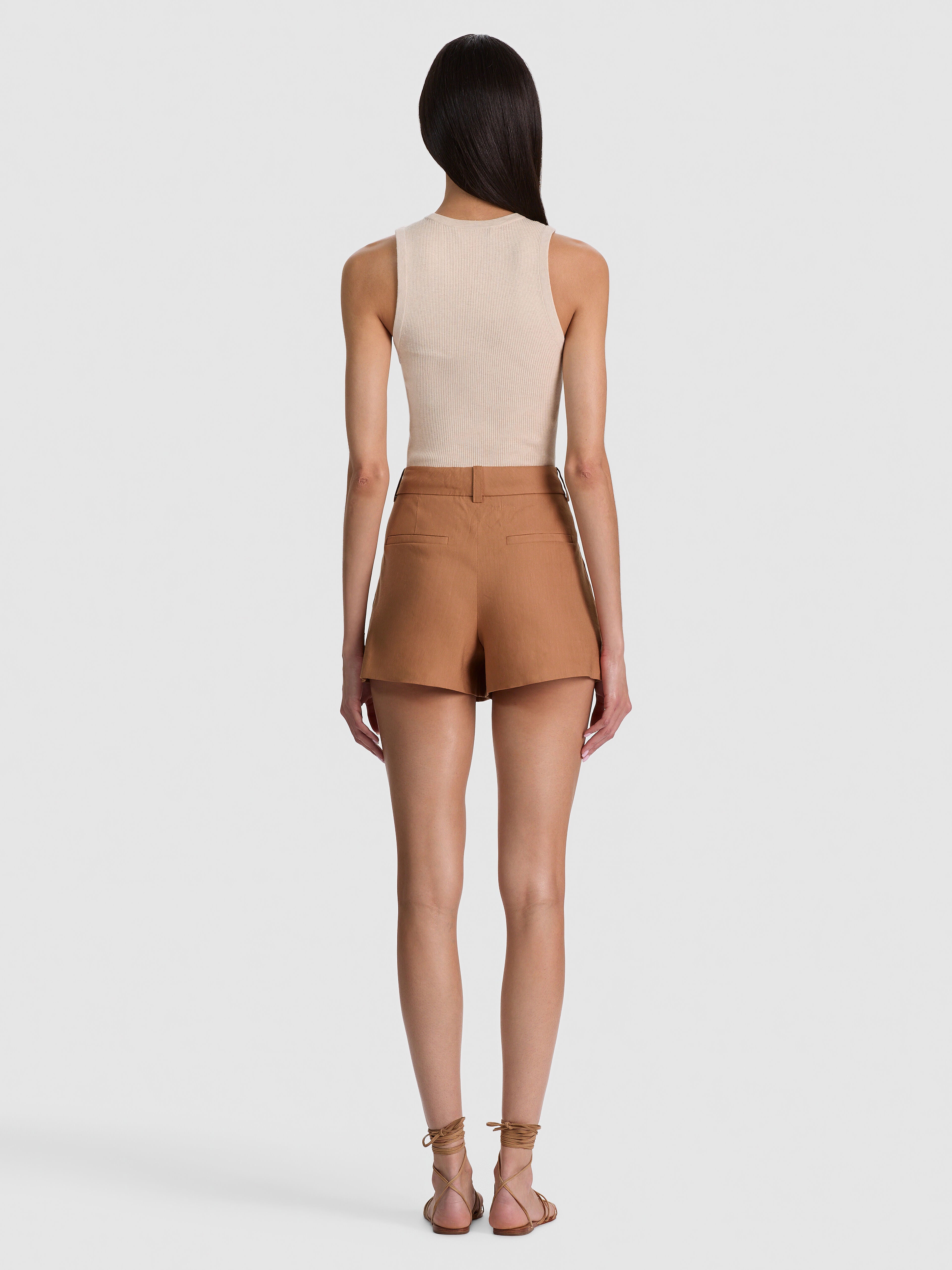 BLAIRE PLEATED SHORT in TAN | ALICE + OLIVIA