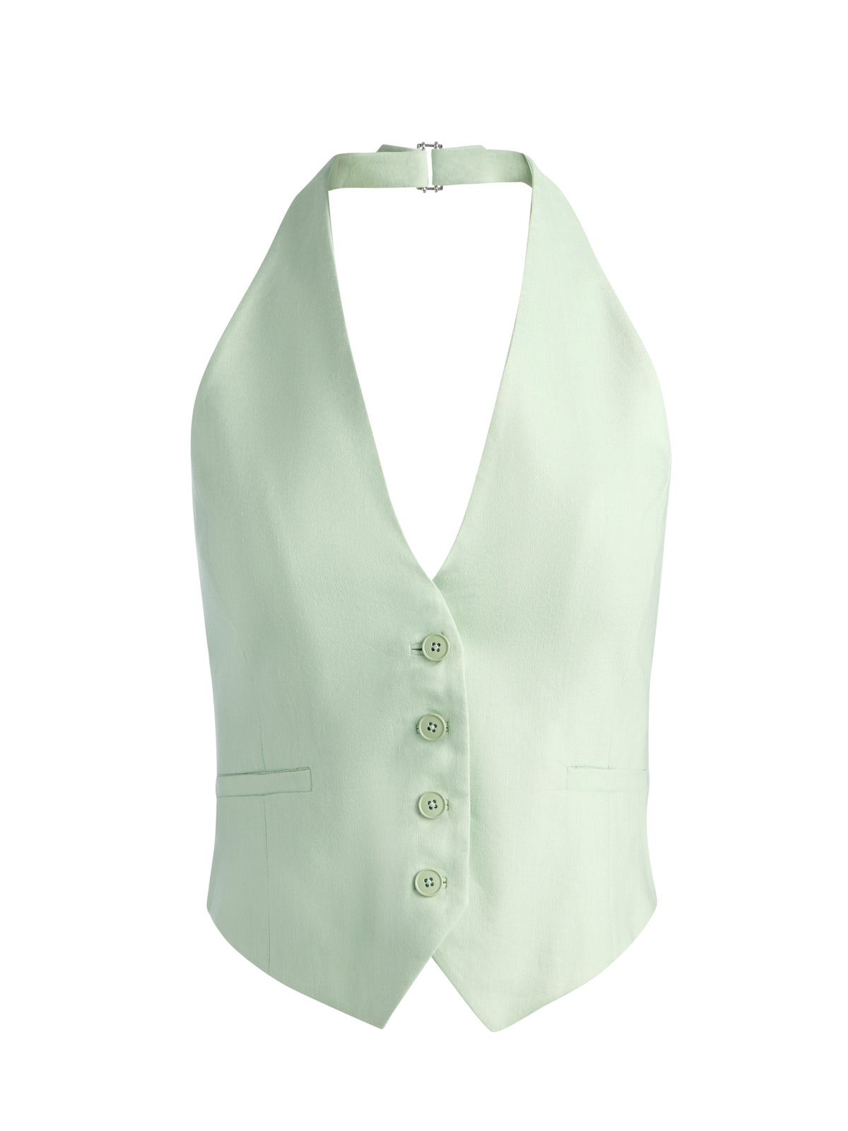 ERICA LINEN VEST - GREEN LILY