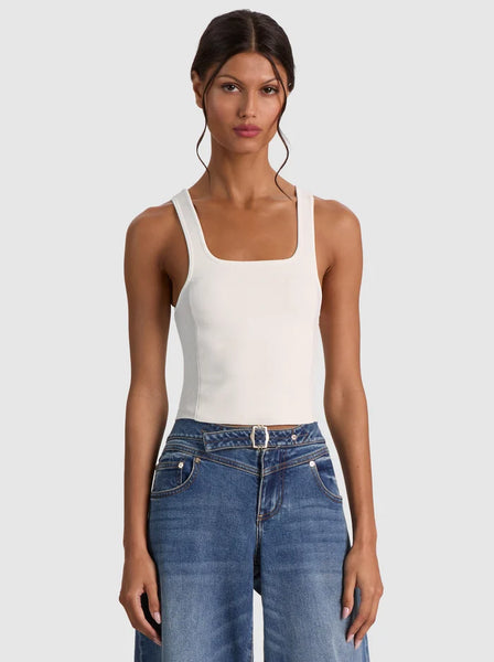 DEVIN SIDE PANEL TANK in SOFT WHITE | ALICE + OLIVIA