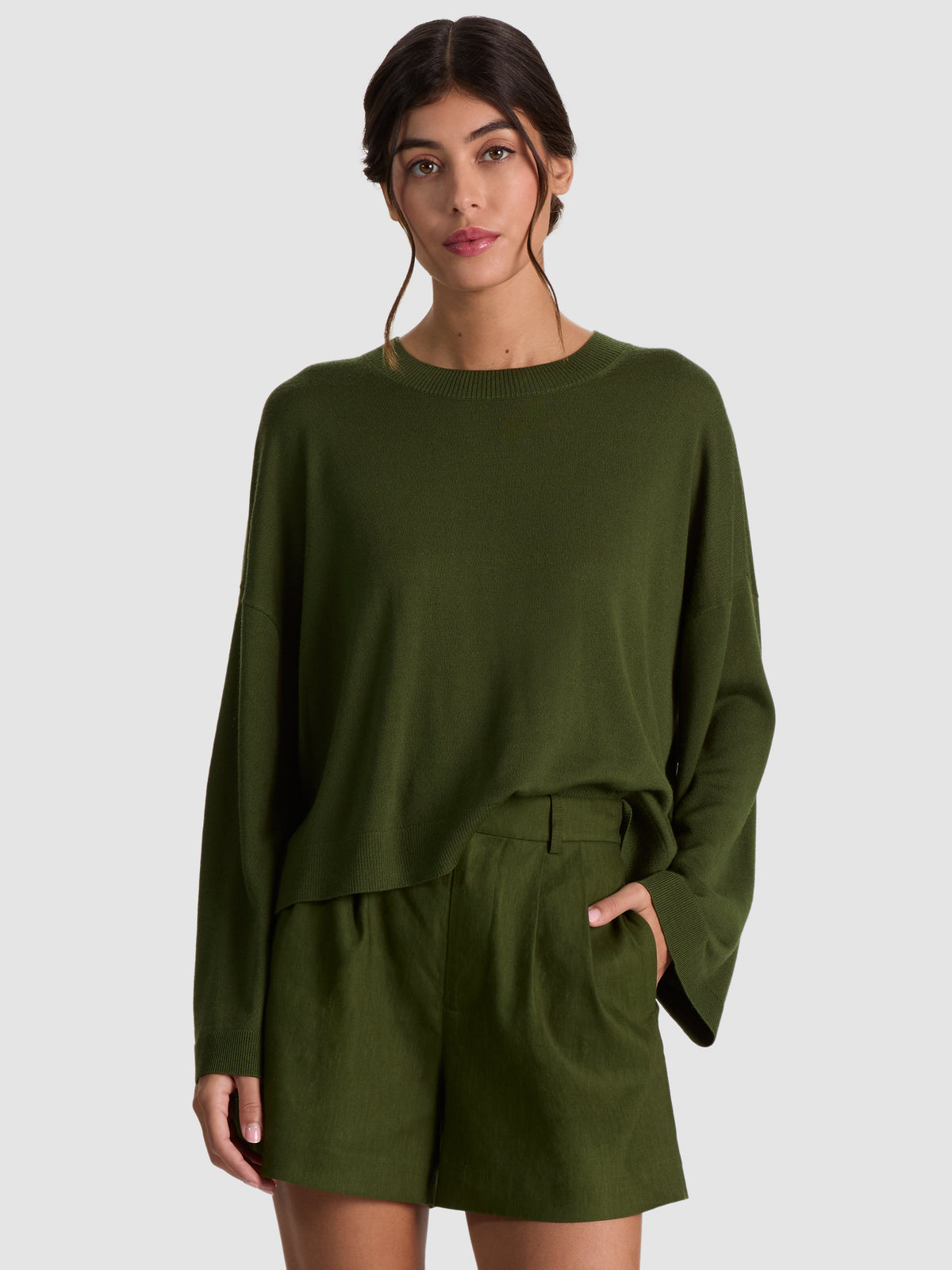 MARGIE BOXY PULLOVER - DARK FERN