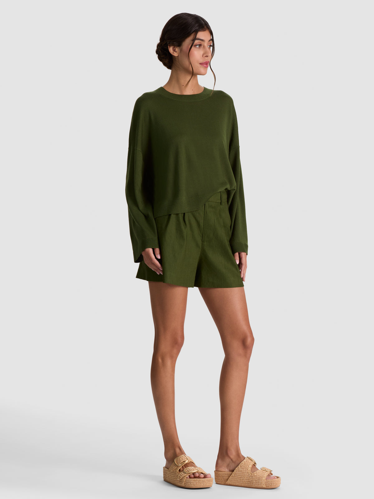 MARGIE BOXY PULLOVER - DARK FERN