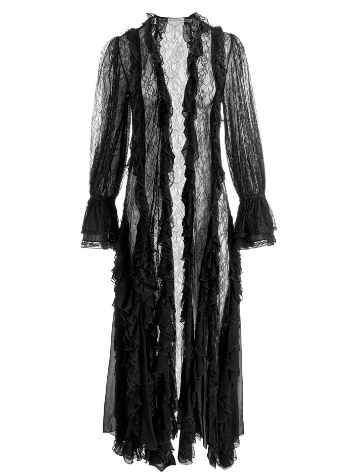 CHER RUFFLE MAXI ABITO - NERO