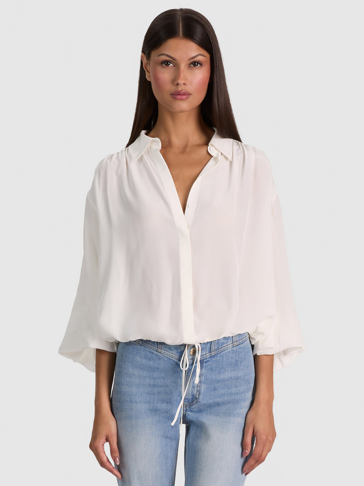 MARGAUX CAMICIA CON NODO SUL DAVANTI - BIANCO SPORCO