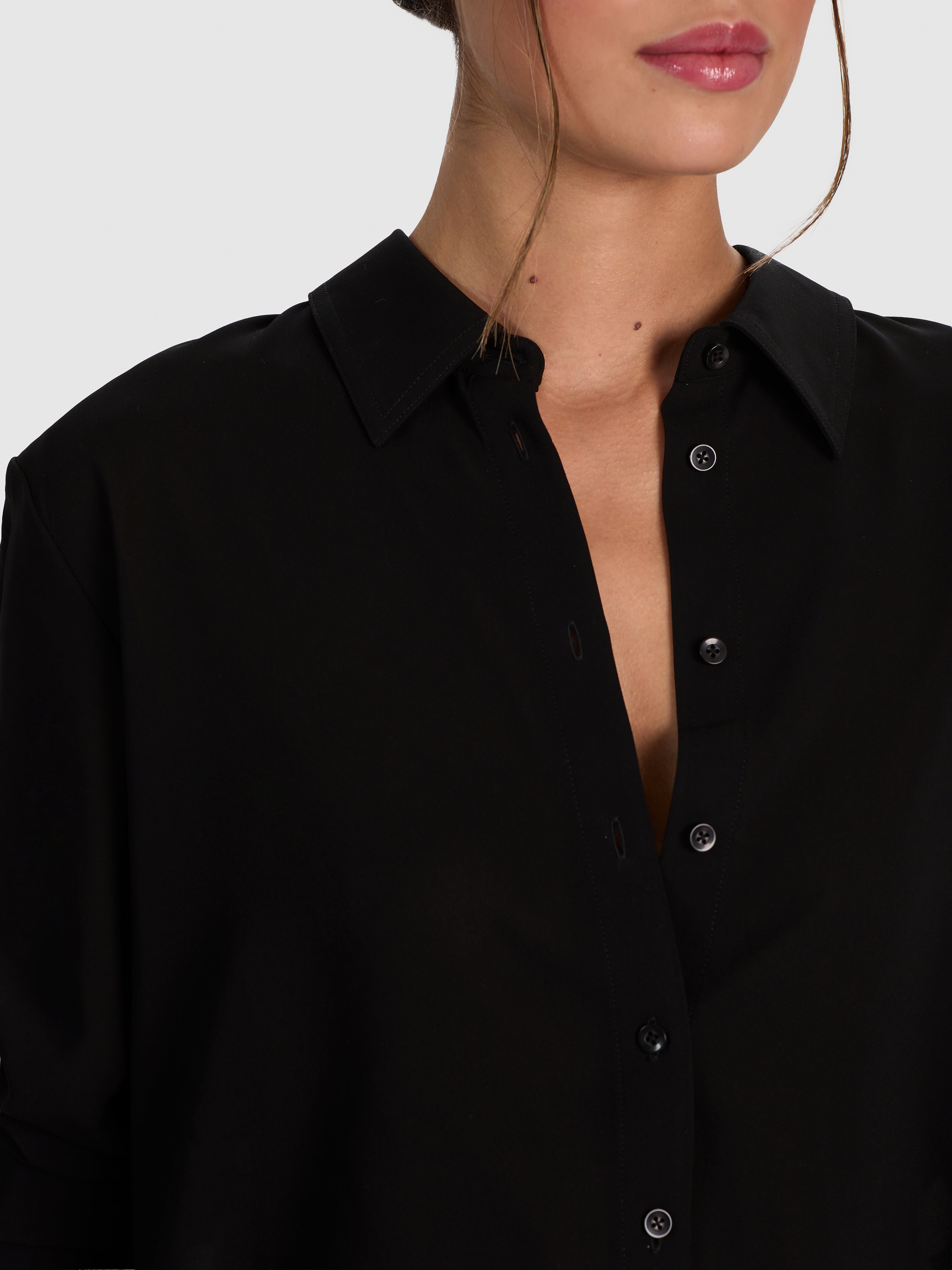 LEON BUTTON DOWN-Black-ALICE + OLIVIA