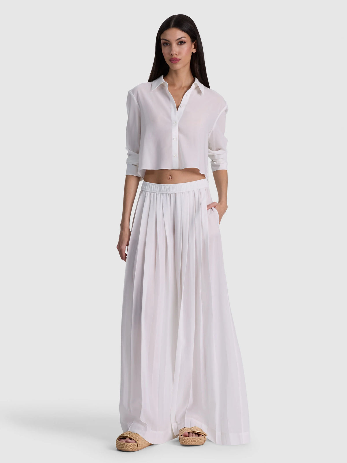 JENNA PLTD WIDE LEG PANT - BIANCO SPORCO