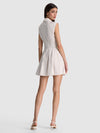 KIM PANELED CORSET FLARED MINI SHIRT DRESS-OFF WHITE-ALICE + OLIVIA