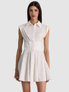KIM PANELED CORSET FLARED MINI SHIRT DRESS-OFF WHITE-ALICE + OLIVIA