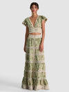 KEELEY EMBROIDERED FLUTTER SLEEVE TOP-GREEN LILY/OATMEAL-ALICE + OLIVIA