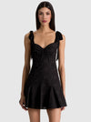 AMBRIE EMBR TIE STRAP ROBE COURTE GODET BRETELLES À NOUER-ALICE + OLIVIA