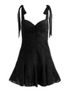 AMBRIE EMBR TIE STRAP ROBE COURTE GODET BRETELLES À NOUER-ALICE + OLIVIA
