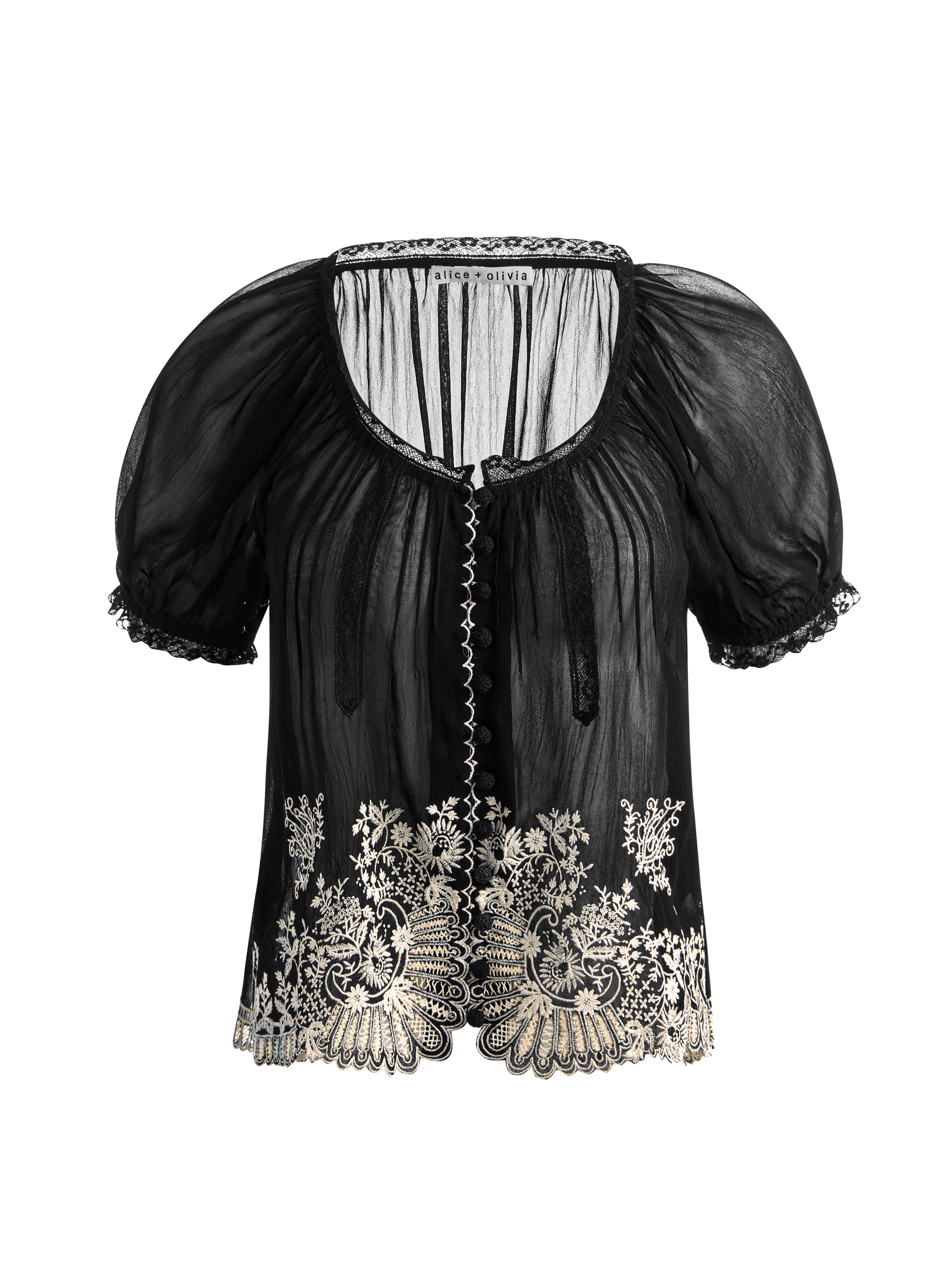 CHEMISIER ODETTE À MANCHES BOUFFANTES ET FRONCES-ALICE + OLIVIA