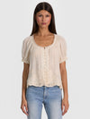 ODETTE EMRBOIDERED PUFF SLEEVE TOP-VANILLA/VANILLA-ALICE + OLIVIA