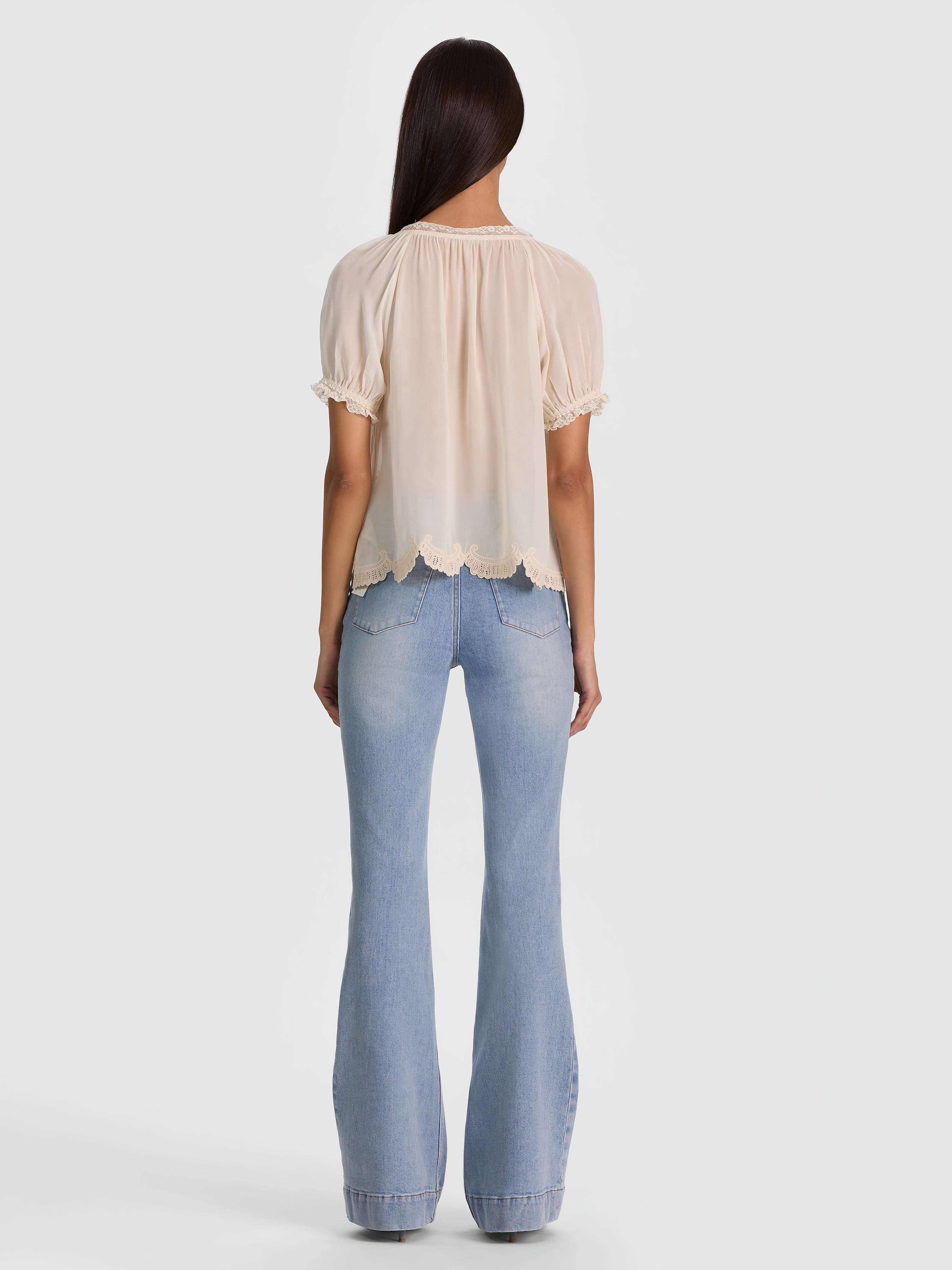 ODETTE EMRBOIDERED PUFF SLEEVE TOP-VANILLA/VANILLA-ALICE + OLIVIA
