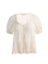 ODETTE EMRBOIDERED PUFF SLEEVE TOP-VANILLA/VANILLA-ALICE + OLIVIA