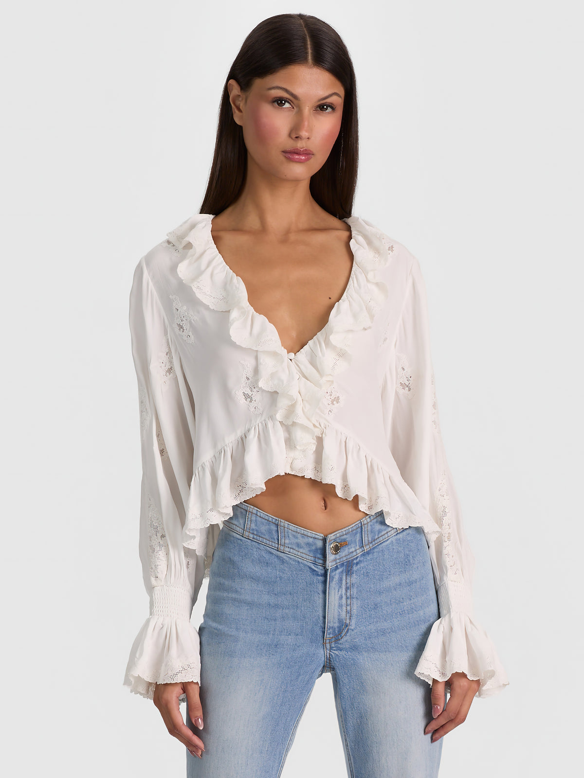 Camicia arricciata SKYE - BIANCO SPORCO