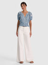 KATHRYN LACE TRIM BLOUSE-DEEP DENIM BLUE/VANILLA-ALICE + OLIVIA
