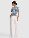 KATHRYN LACE TRIM BLOUSE-DEEP DENIM BLUE/VANILLA-ALICE + OLIVIA