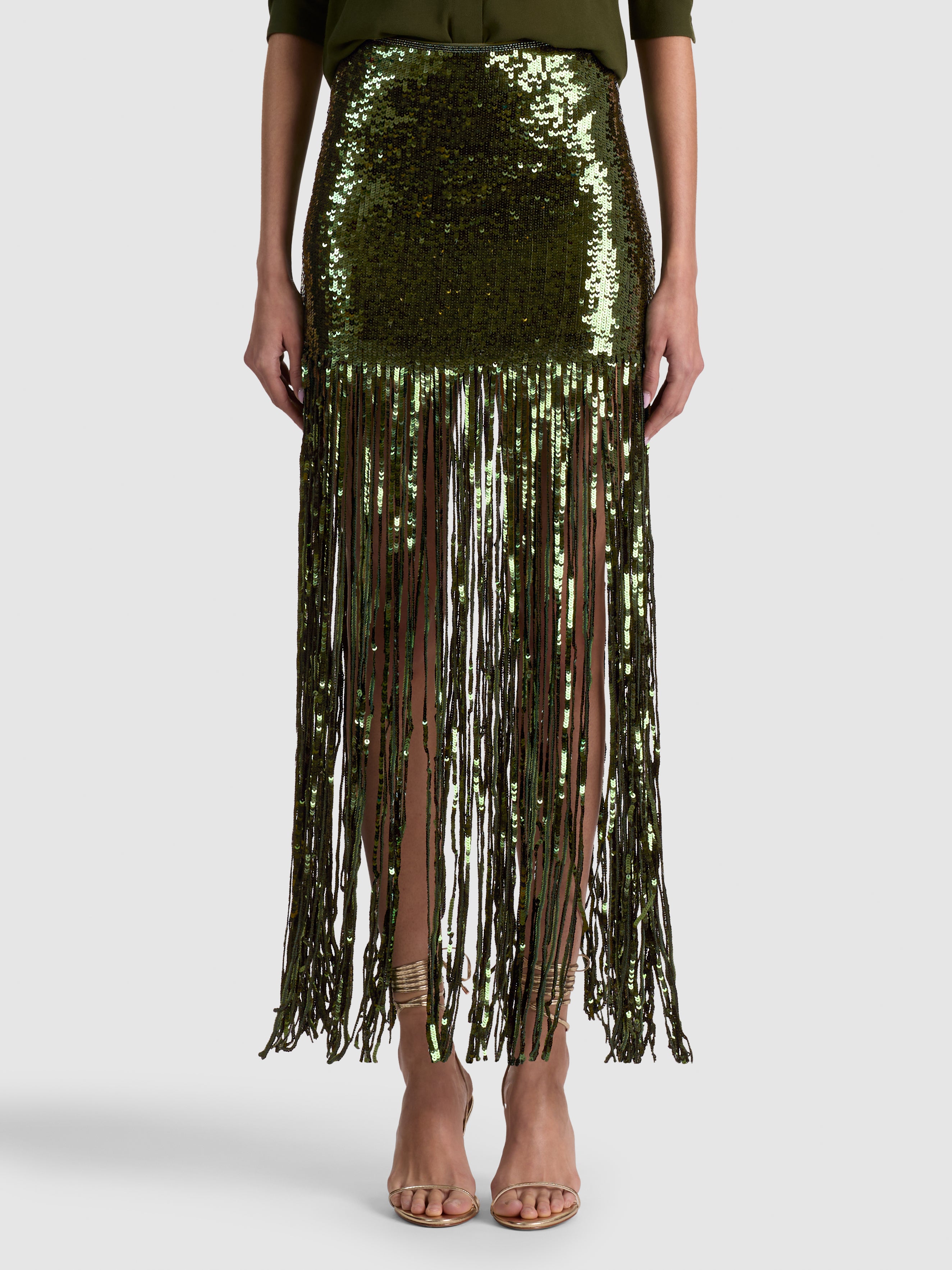 GONNA LUNGA KENDRA CON FRANGE DI PAILLETTES-ALICE + OLIVIA