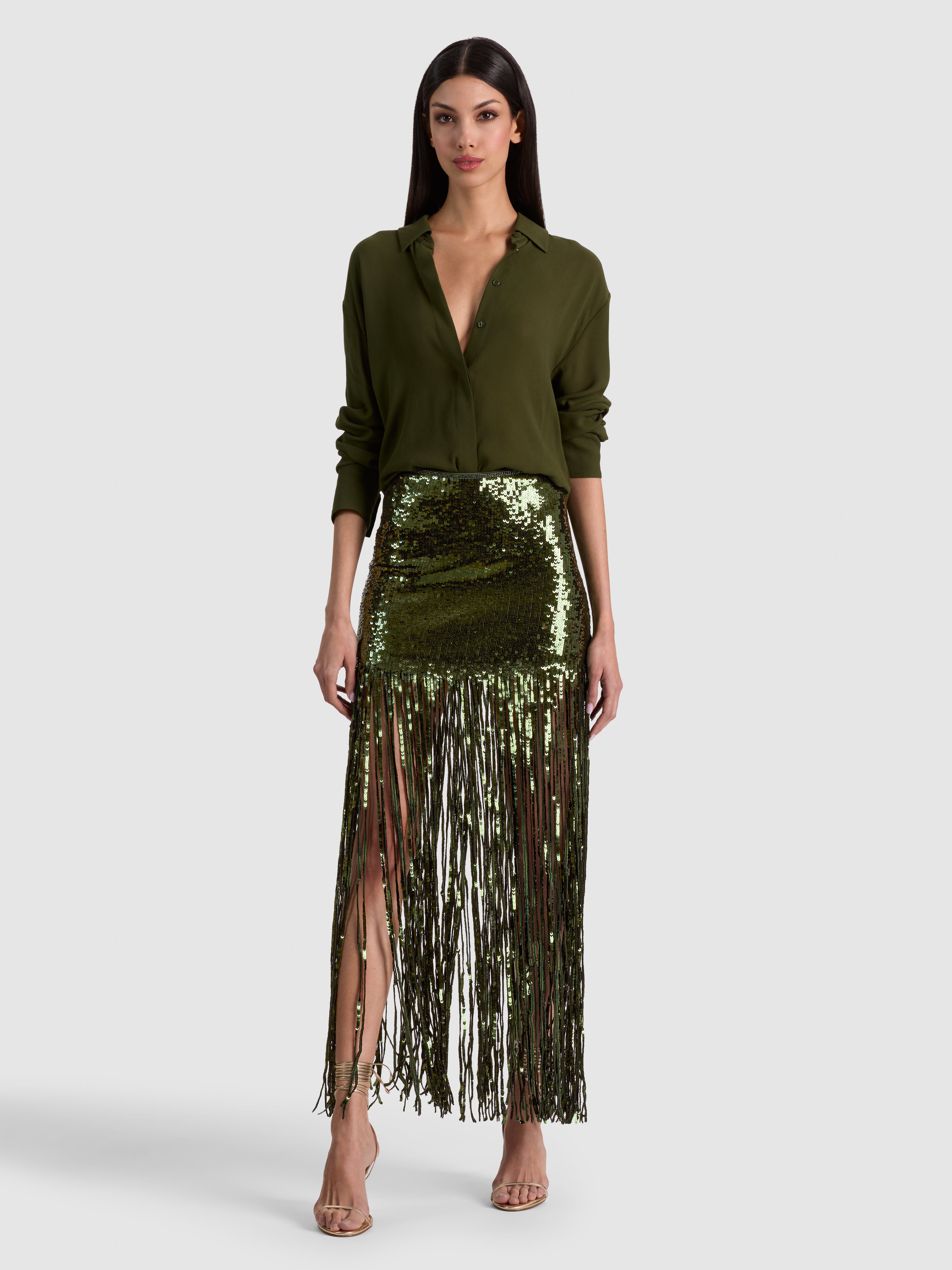 GONNA LUNGA KENDRA CON FRANGE DI PAILLETTES-ALICE + OLIVIA