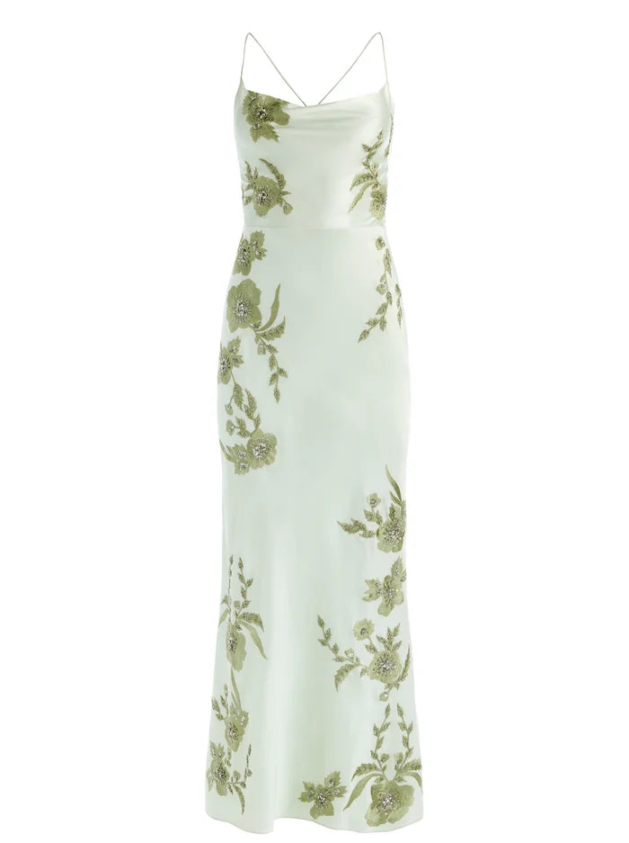 MONTANA EMBELLISHED MAXI SLIP DRESS-GREEN LILY-ALICE + OLIVIA