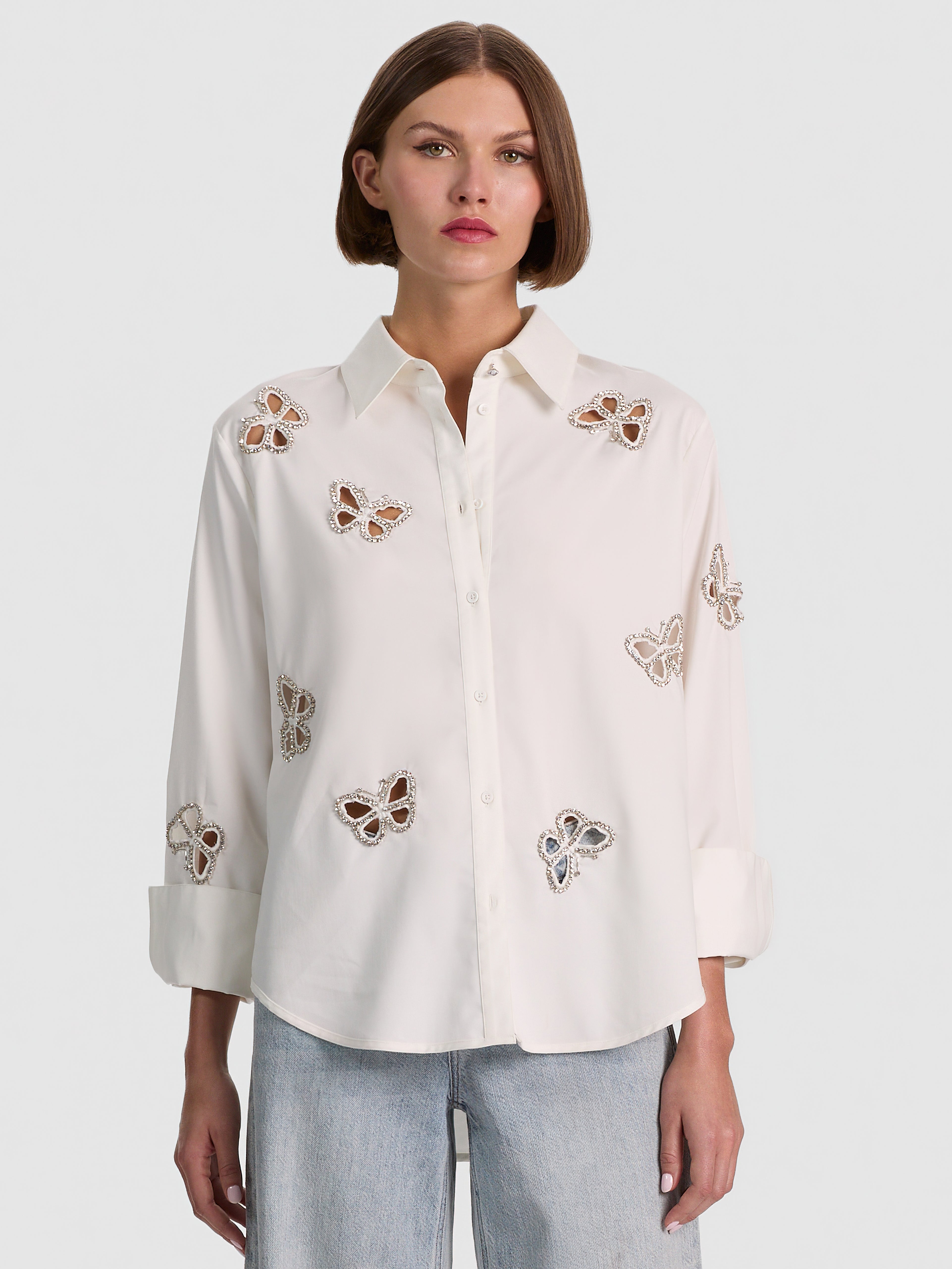 CAMICIA IN COTONE CON INTAGLI E BOTTONI ORNATI-ALICE + OLIVIA