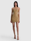 NINA EMBELLISHED MINI DRESS-PALE GOLD-ALICE + OLIVIA