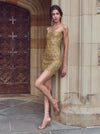 NINA EMBELLISHED MINI DRESS-PALE GOLD-ALICE + OLIVIA