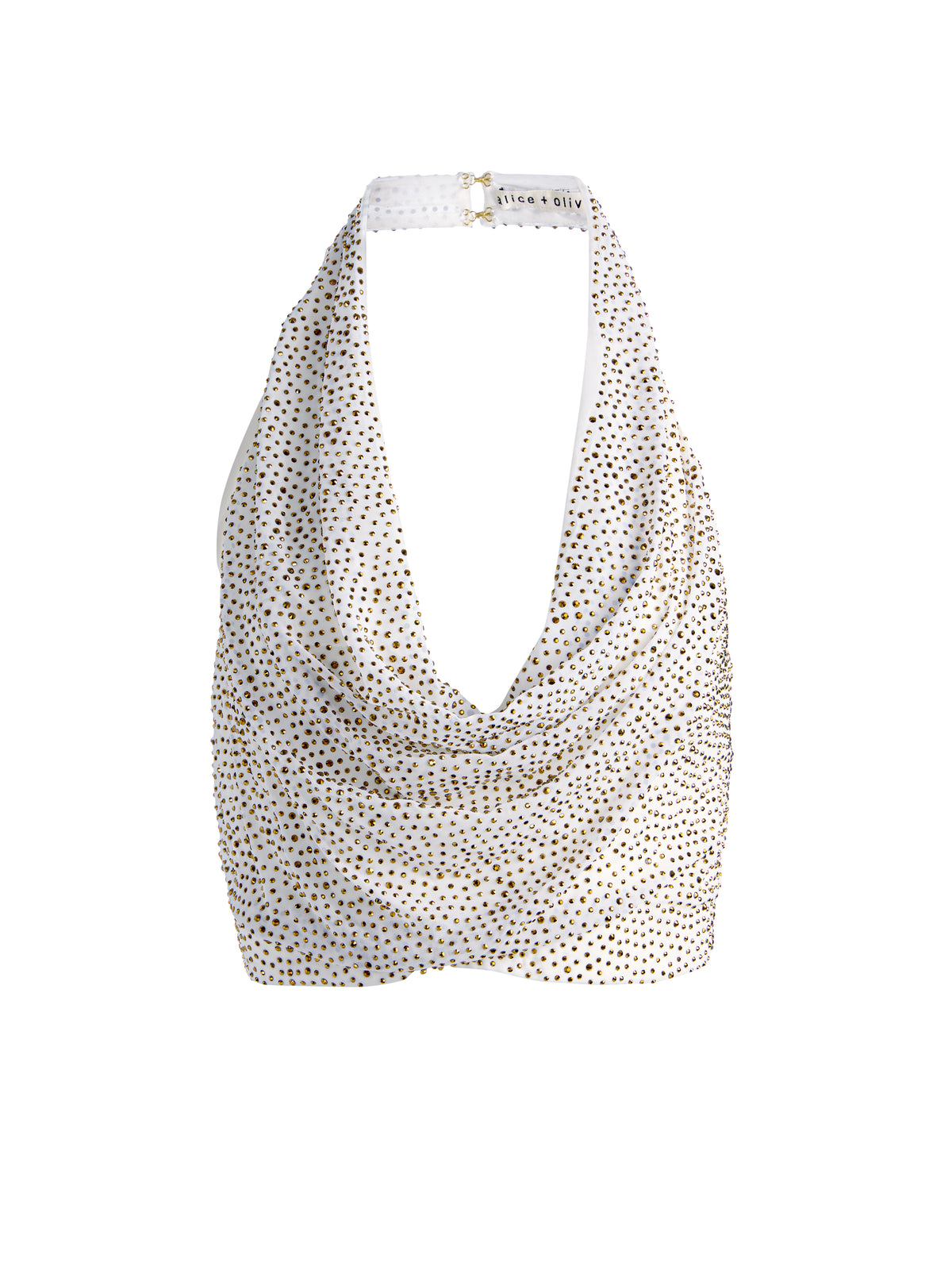 DANI EMBELLISHED HALTER TOP - VANILLA/GOLD