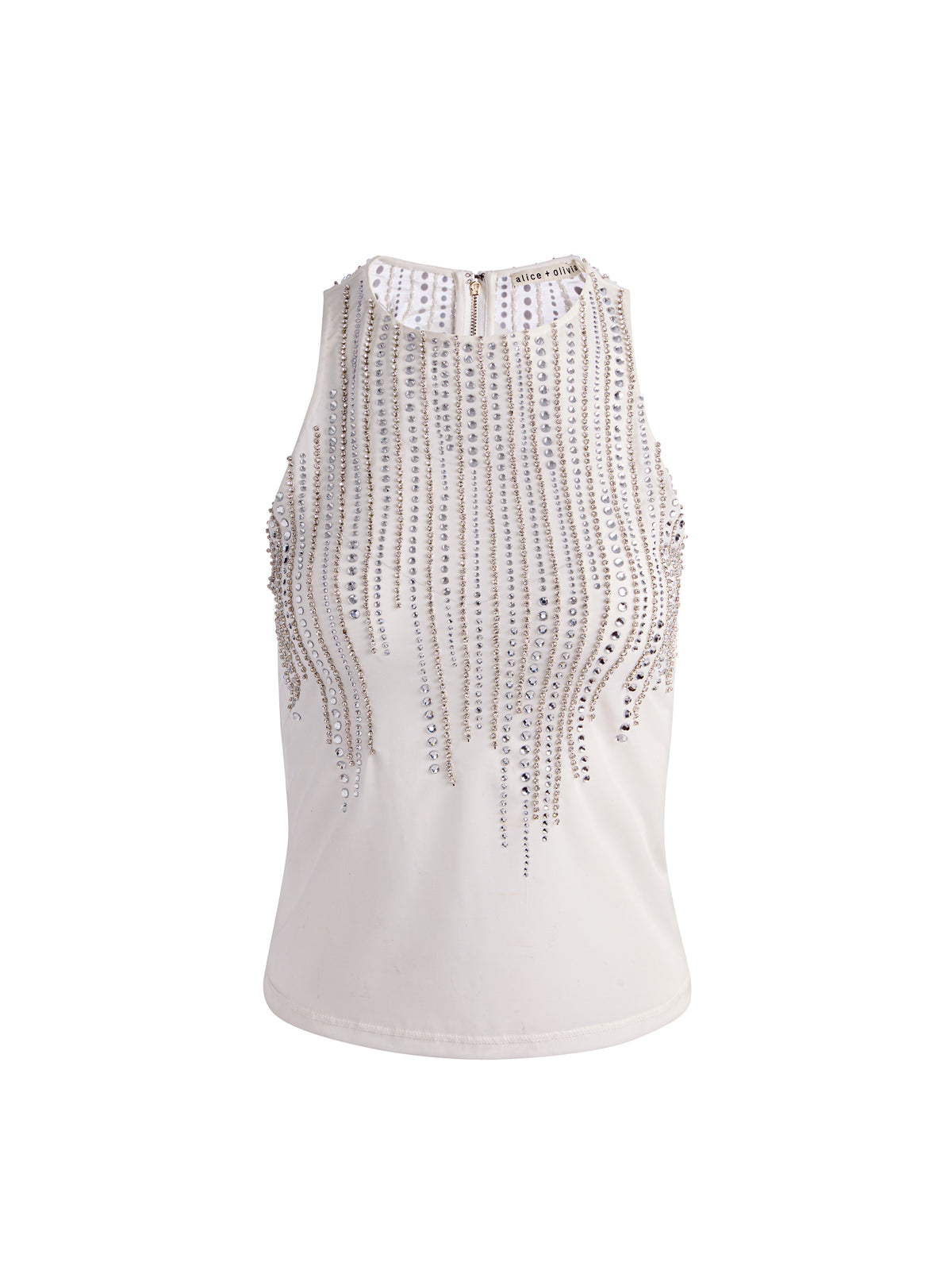 PANIA TOP CON STRASS - BIANCO SPORCO/CRISTALLO TRASPARENTE