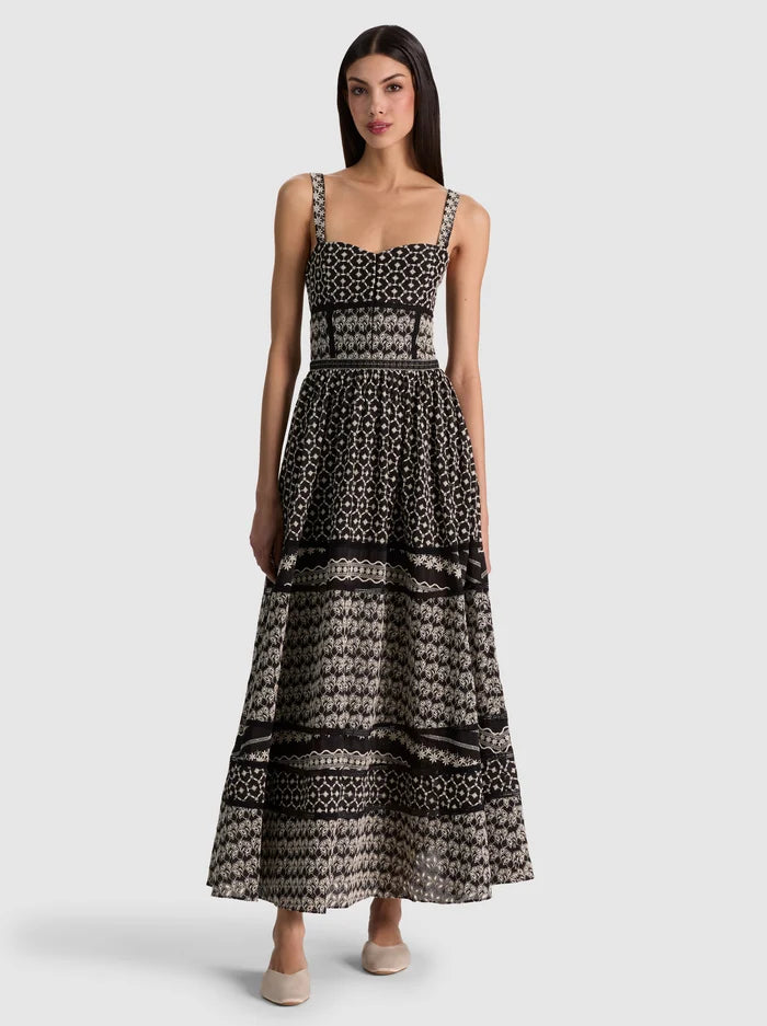 ANYA MIDI DRESS-BLACK/OFF WHITE-ALICE + OLIVIA