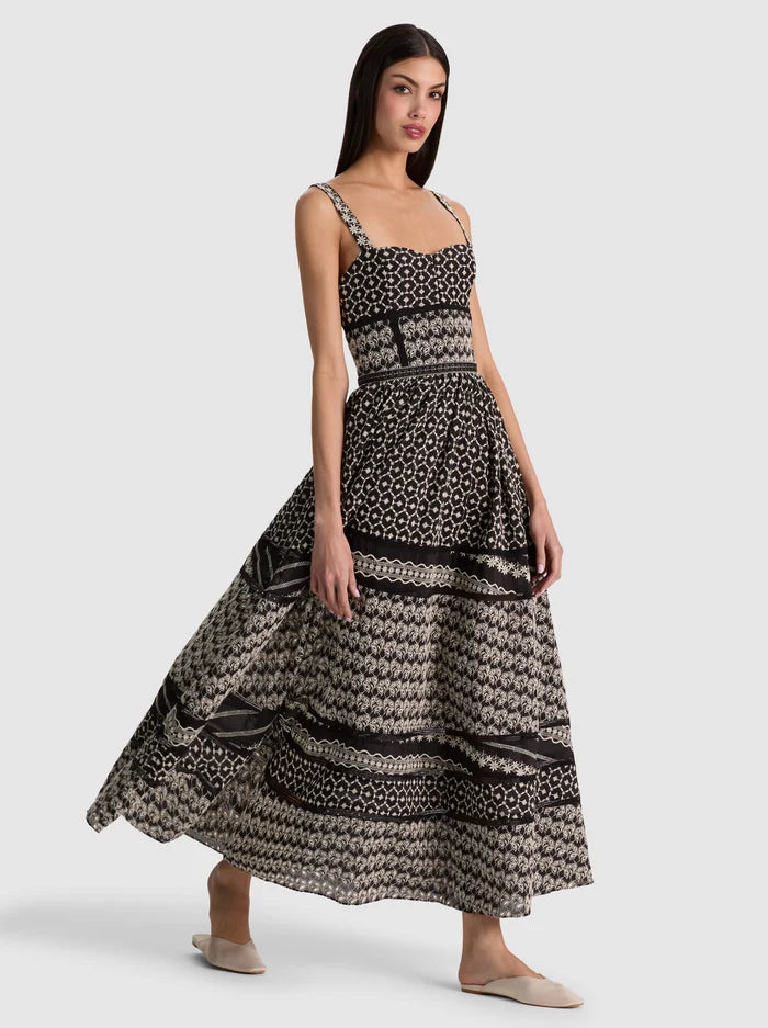 ANYA MIDI DRESS-BLACK/OFF WHITE-ALICE + OLIVIA