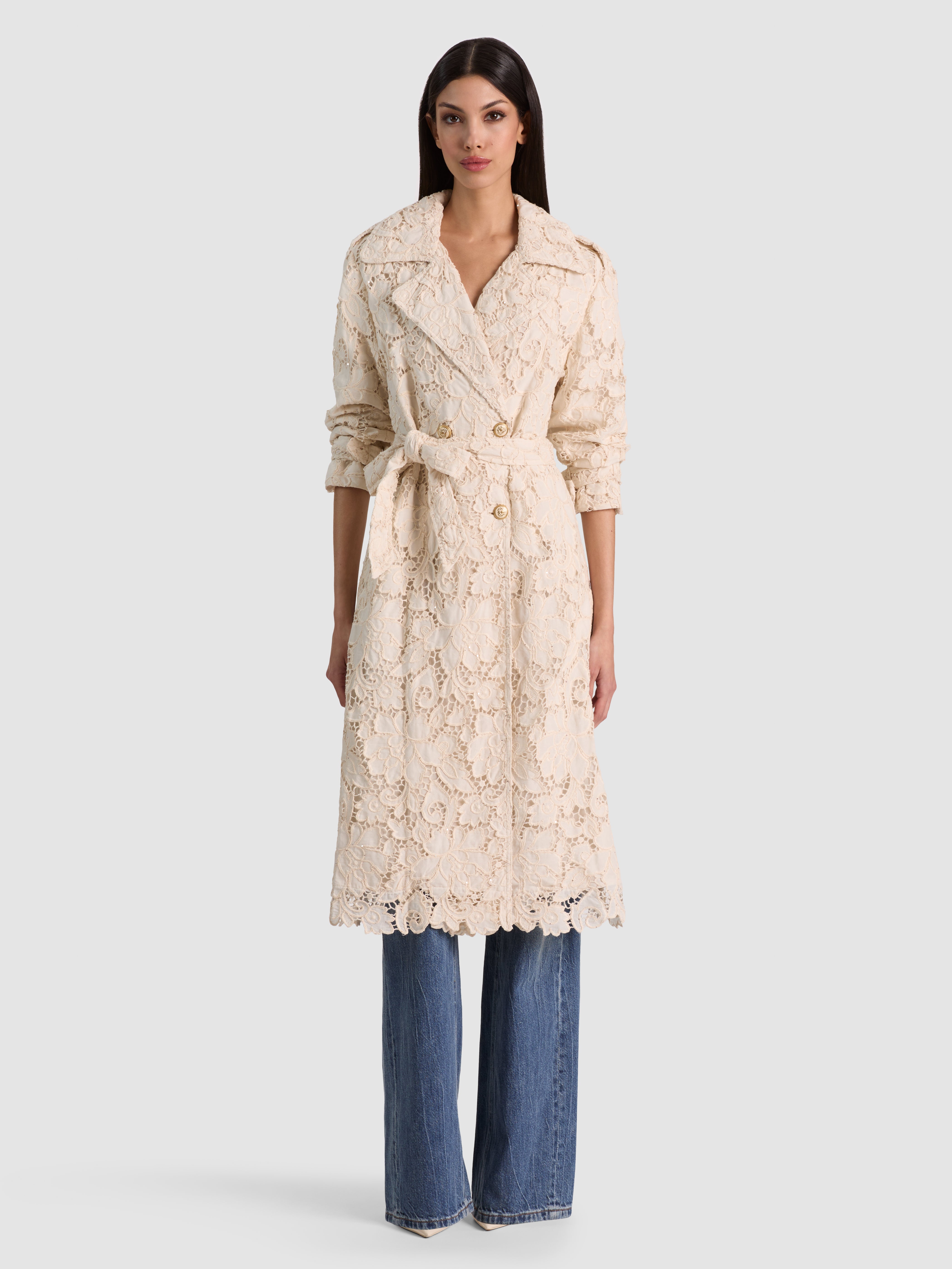 TRENCH MIDI KEITH EYELET-ALICE + OLIVIA