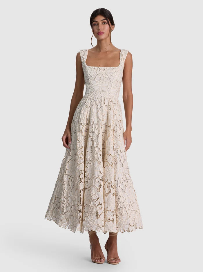 ESMA FLARED MIDI DRESS-NATURAL-ALICE + OLIVIA