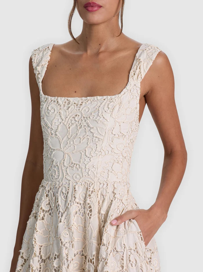 ESMA FLARED MIDI DRESS-NATURAL-ALICE + OLIVIA