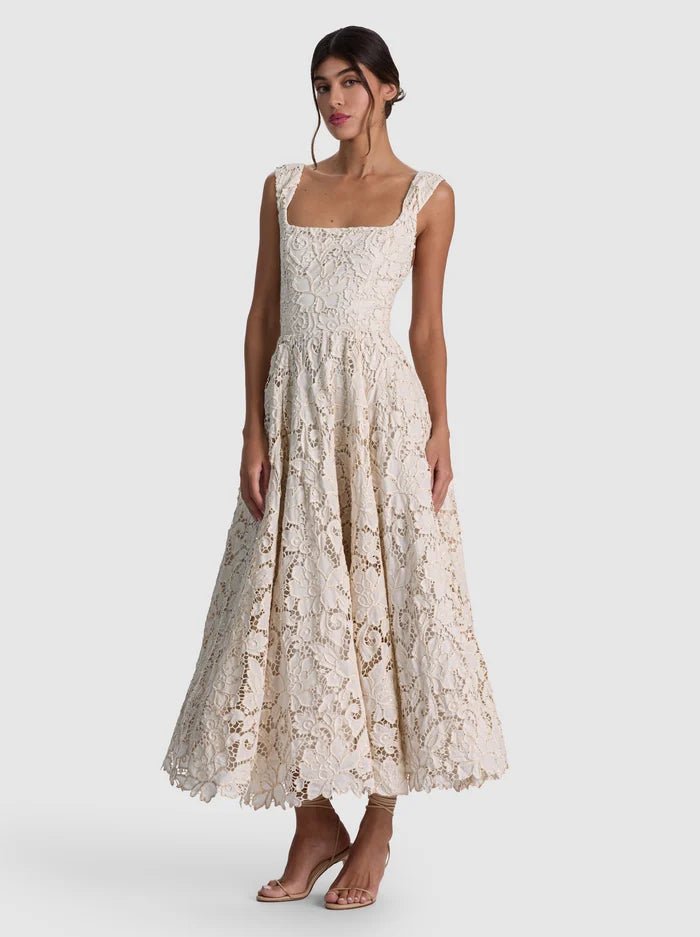 ESMA FLARED MIDI DRESS-NATURAL-ALICE + OLIVIA
