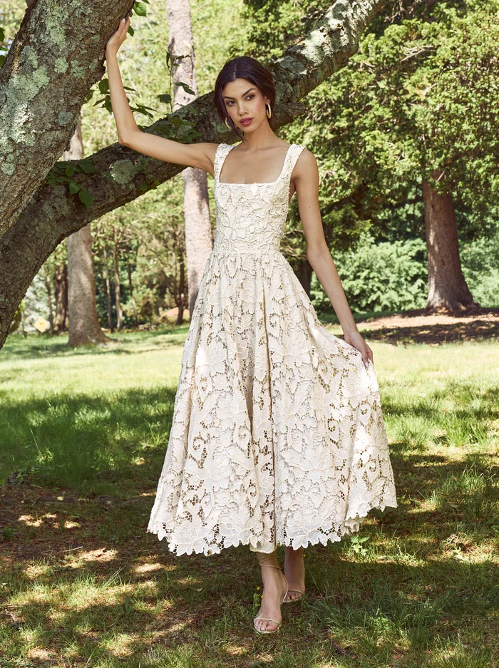 ESMA FLARED MIDI DRESS-NATURAL-ALICE + OLIVIA