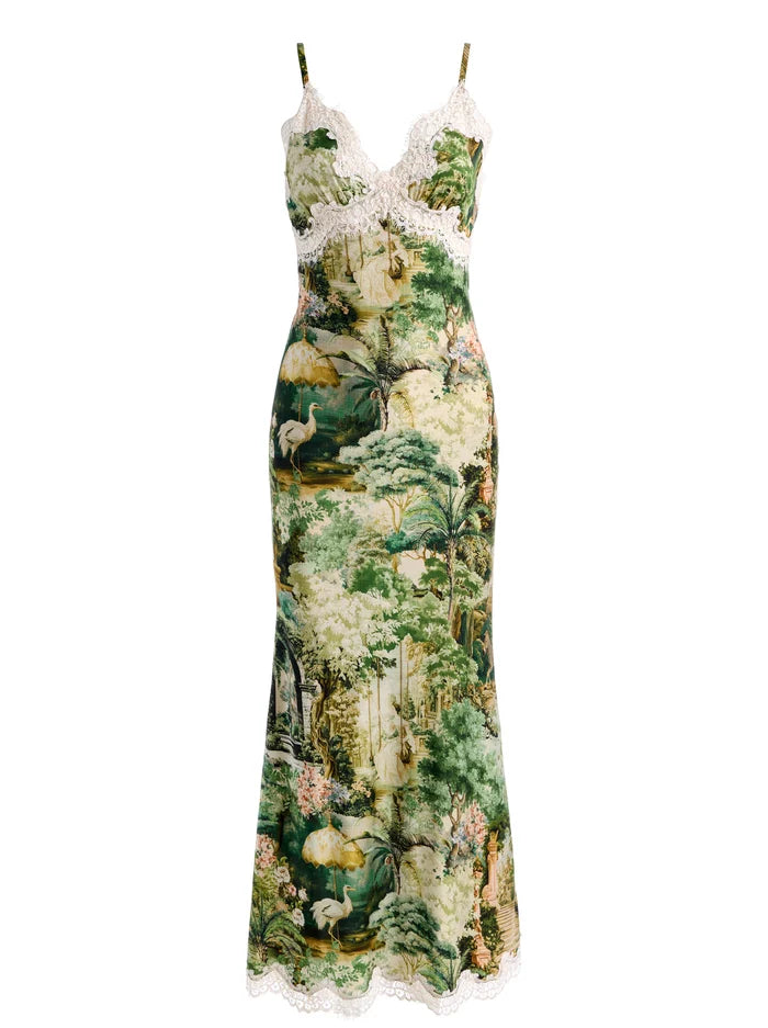 green lace slip dress Alice + Olivia Julietta | Terrain LG | | Woven MSSwk22 Natural Waisted Size:BOY-7-FAMILY Wedding Guest Dresses Black