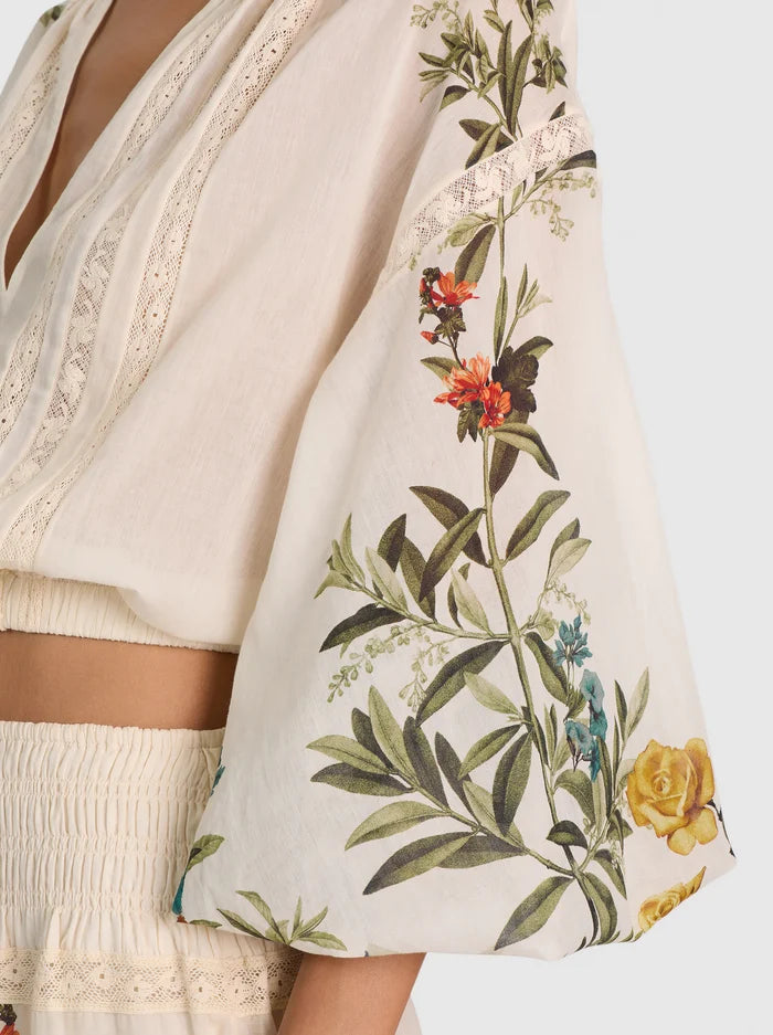 CASSIE EMBROIDERED BLOUSE-DESERT SPRIGS VANILLA-ALICE + OLIVIA
