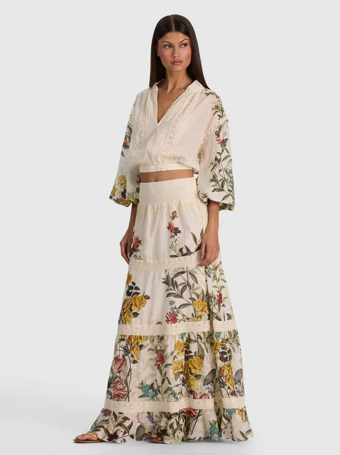 CASSIE EMBROIDERED BLOUSE-DESERT SPRIGS VANILLA-ALICE + OLIVIA