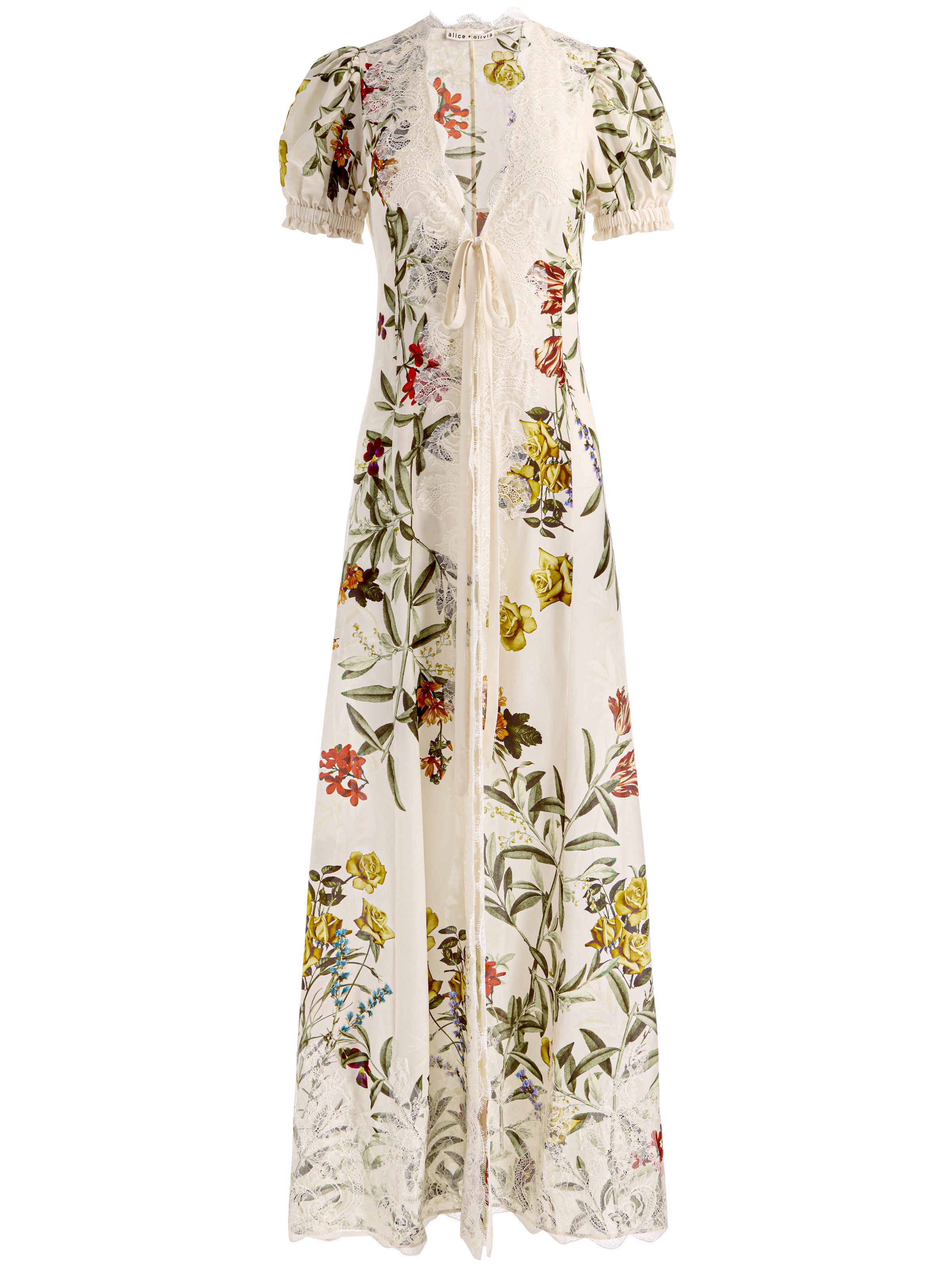 ROBE DE CHAMBRE CHEMISE DE NUIT INGRID EN PU CUFF SLV AVEC BORDURE EN DENTELLE-ALICE + OLIVIA