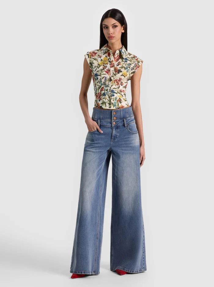 KIM CORSET BUTTON DOWN-ALICE + OLIVIA