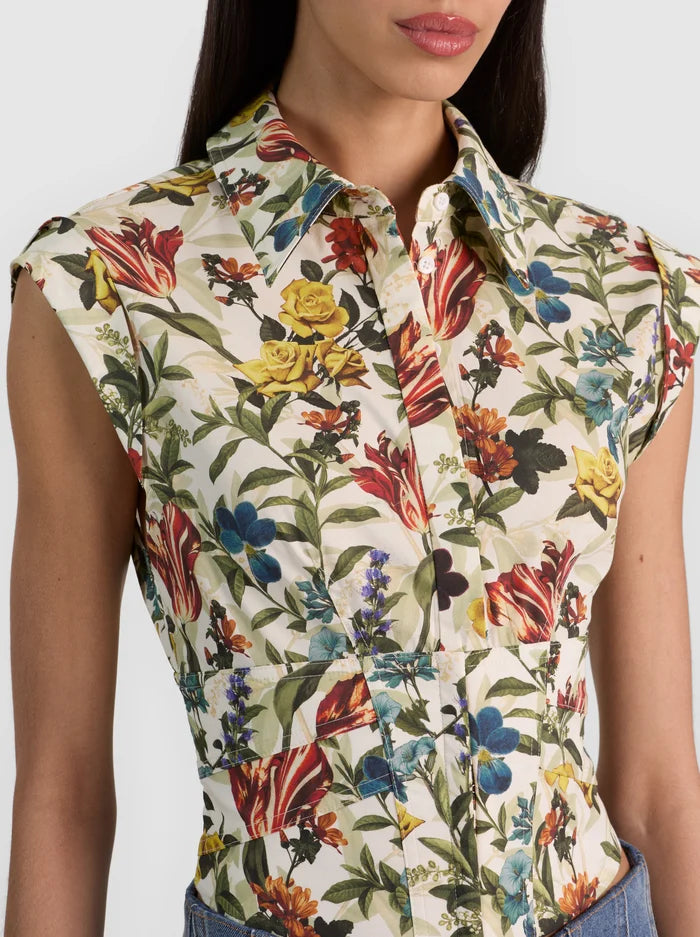 KIM CORSET BUTTON DOWN-ALICE + OLIVIA