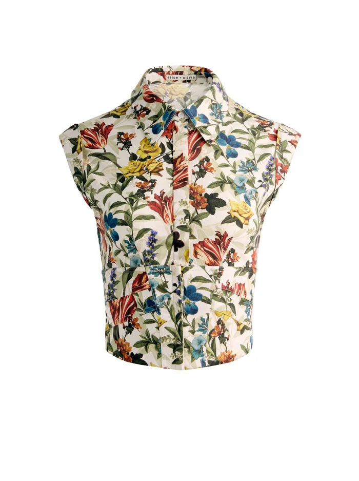 KIM CORSET BUTTON DOWN - DESERT SPRIGS VANILLA
