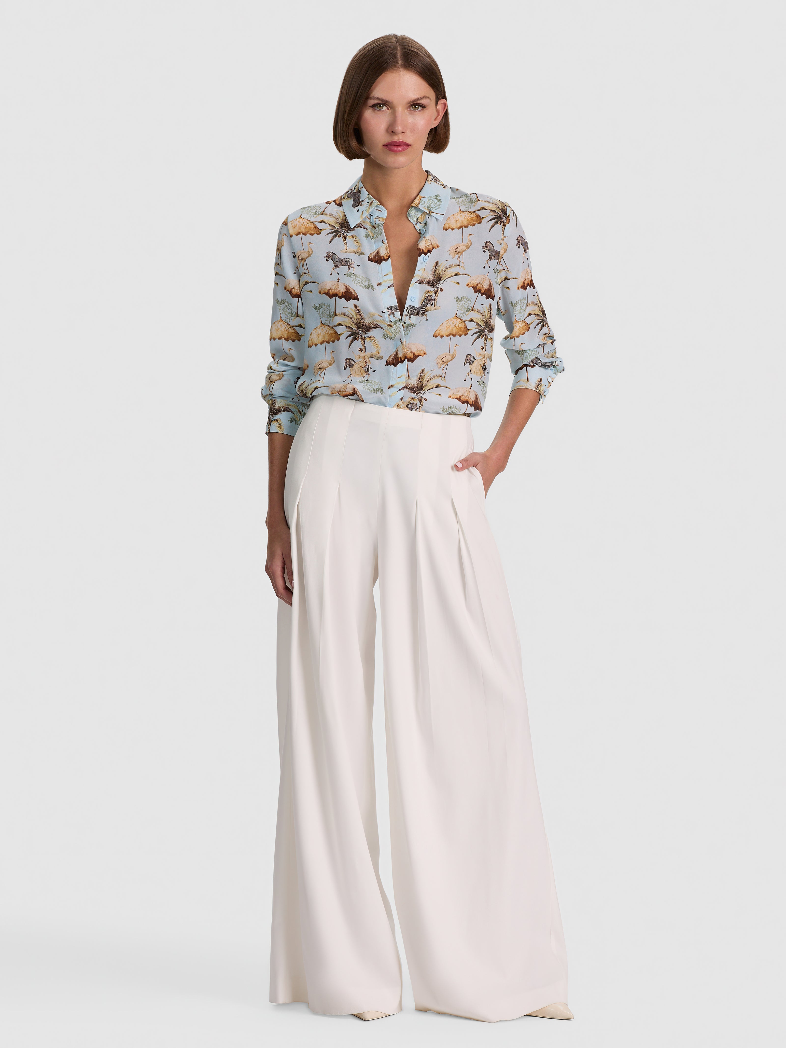WILLA STACEFACE SILK BLOUSE-UNTAMED-ALICE + OLIVIA